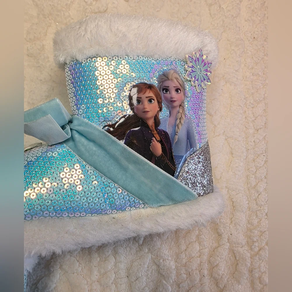 Disney Frozen 2 Sequin Slipper Boots Girls Size 11-12 Elsa Anna